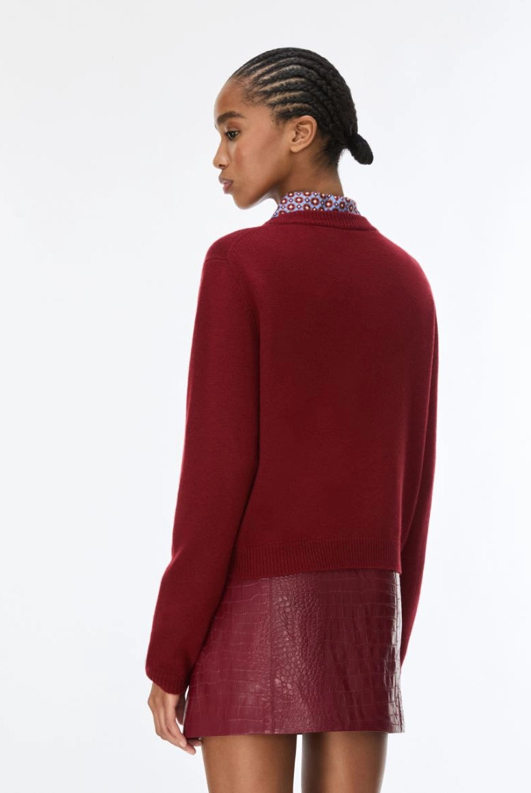 Back view of iBlues Iblafona burgundy wool and cashmere jumper