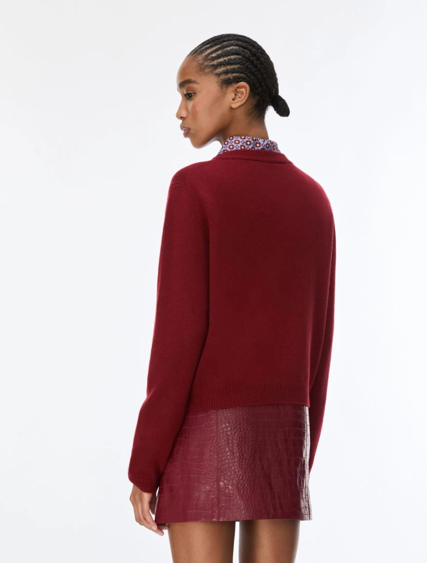 Back view of iBlues Iblafona burgundy wool and cashmere jumper