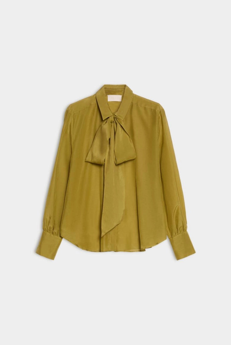 iBlues Iblasti olive silk blend tie neck blouse product view