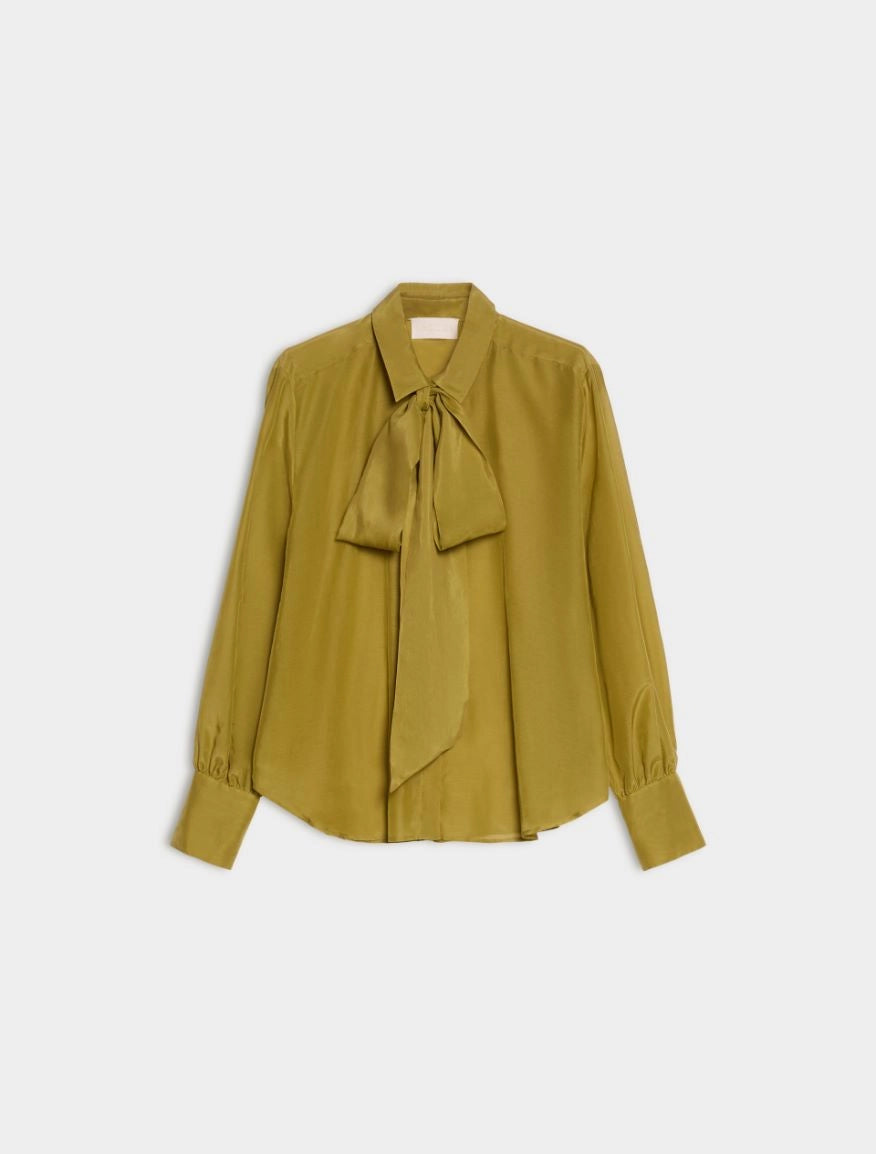 iBlues Iblasti olive silk blend tie neck blouse product view