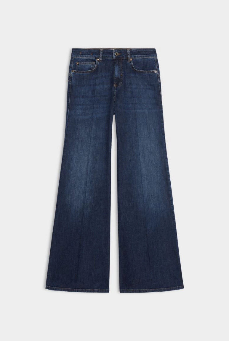 iBlues Iblbianca dark blue over-flare jeans product front view