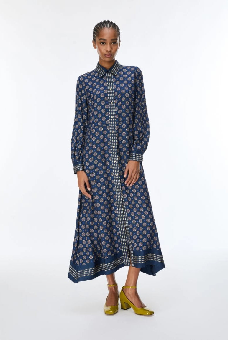 iBlues Ibleffetto navy printed long shirt dress full-length front view