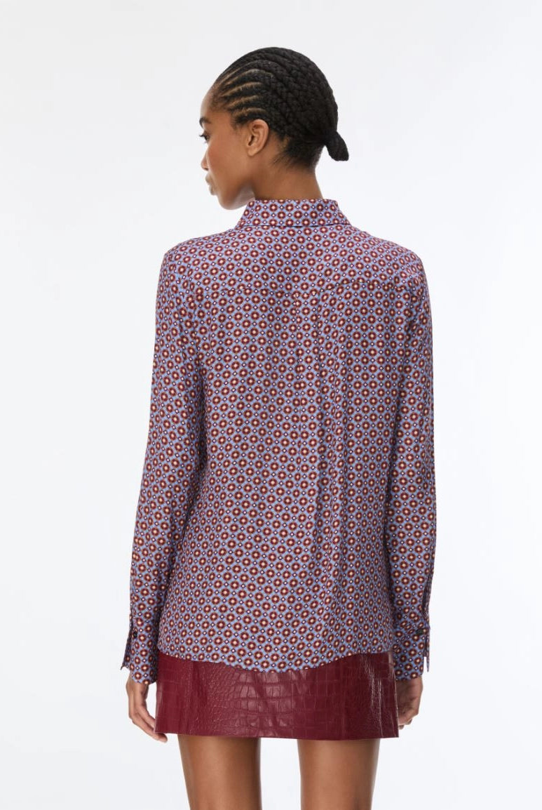 Back view of iBlues Iblodissea long sleeve geometric print shirt