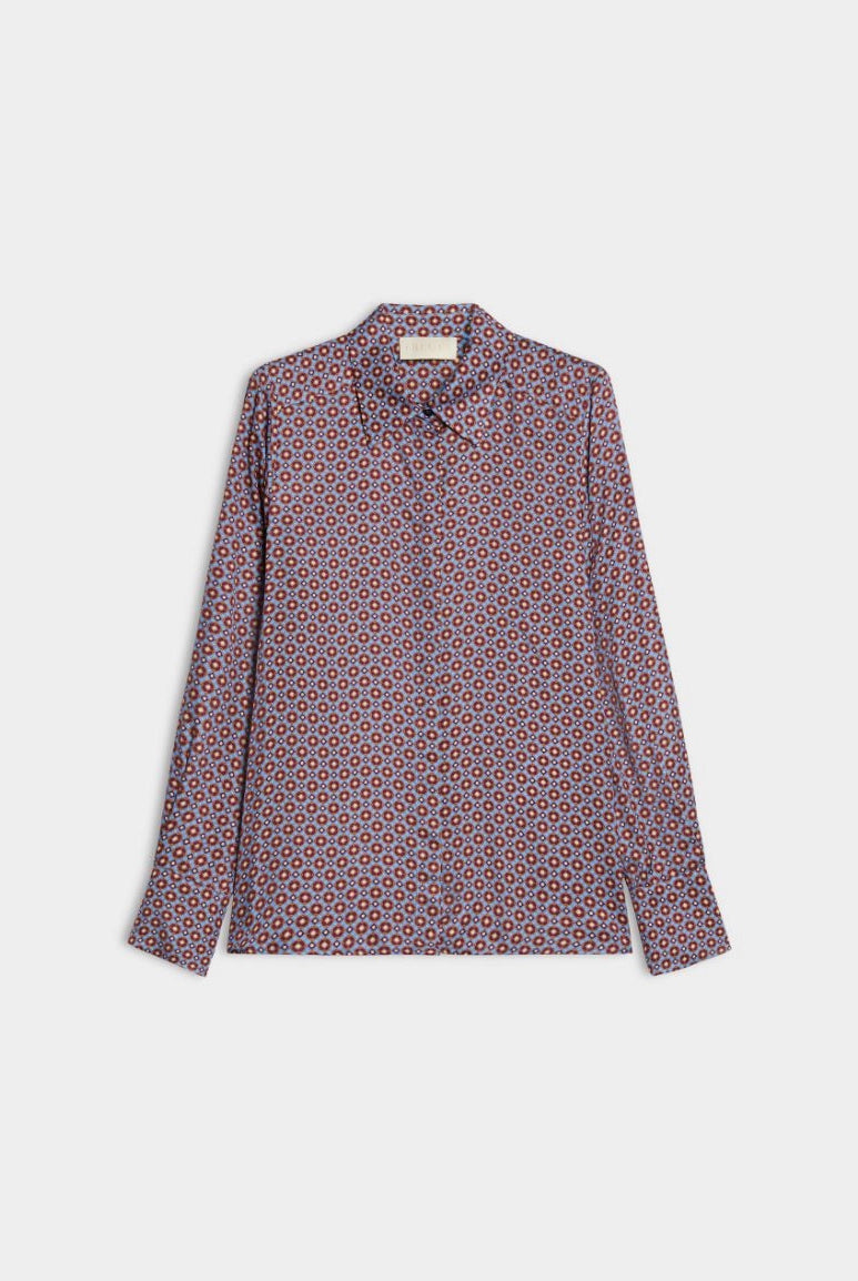 iBlues Iblodissea blue and burgundy viscose shirt product view