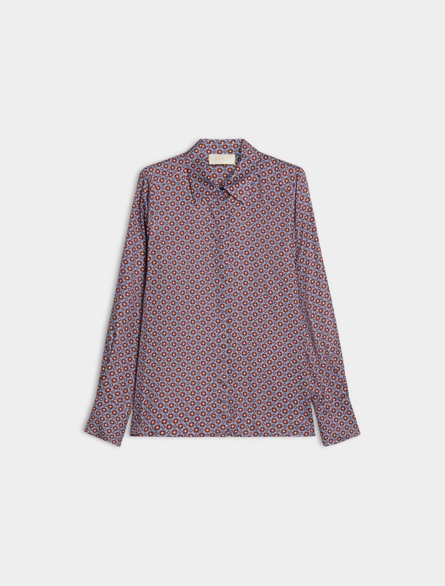 iBlues Iblodissea blue and burgundy viscose shirt product view