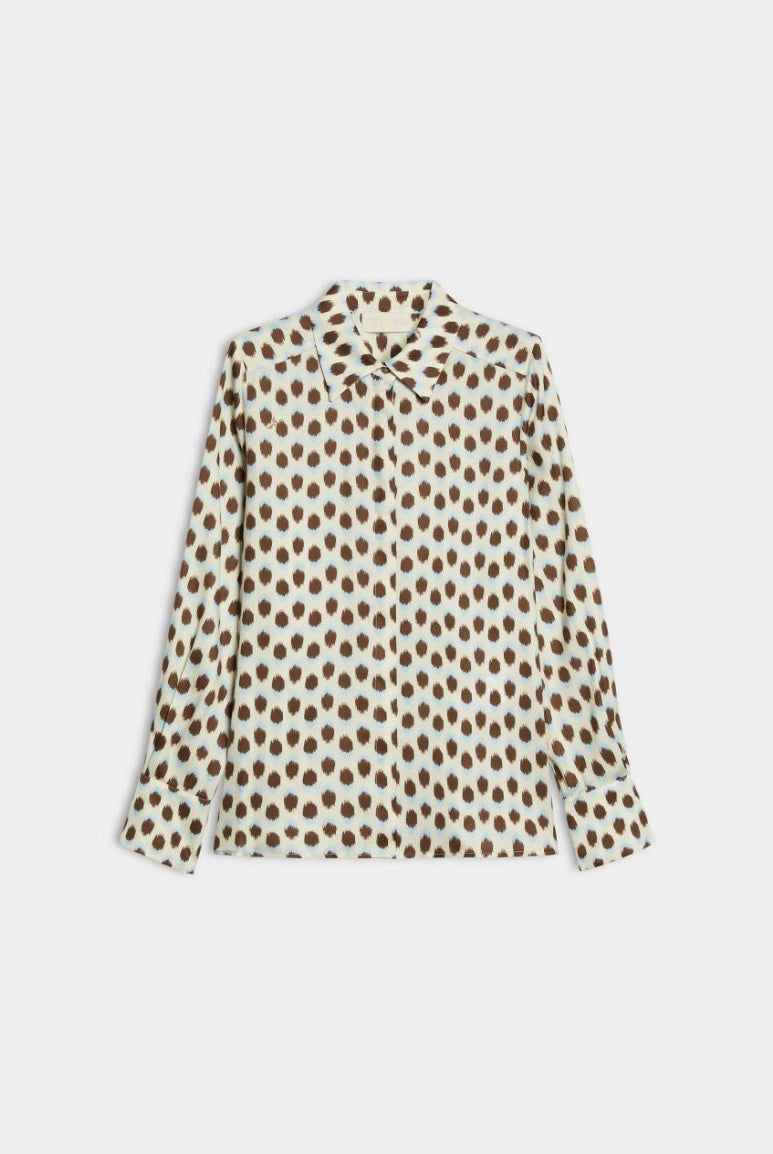 iBlues Iblodissea ivory and brown printed viscose shirt product view