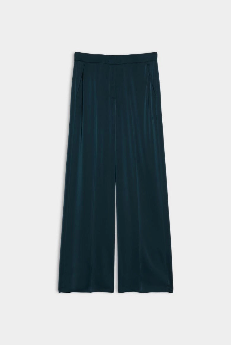 iBlues Iblpere dark teal pressed pleat satin trousers product view