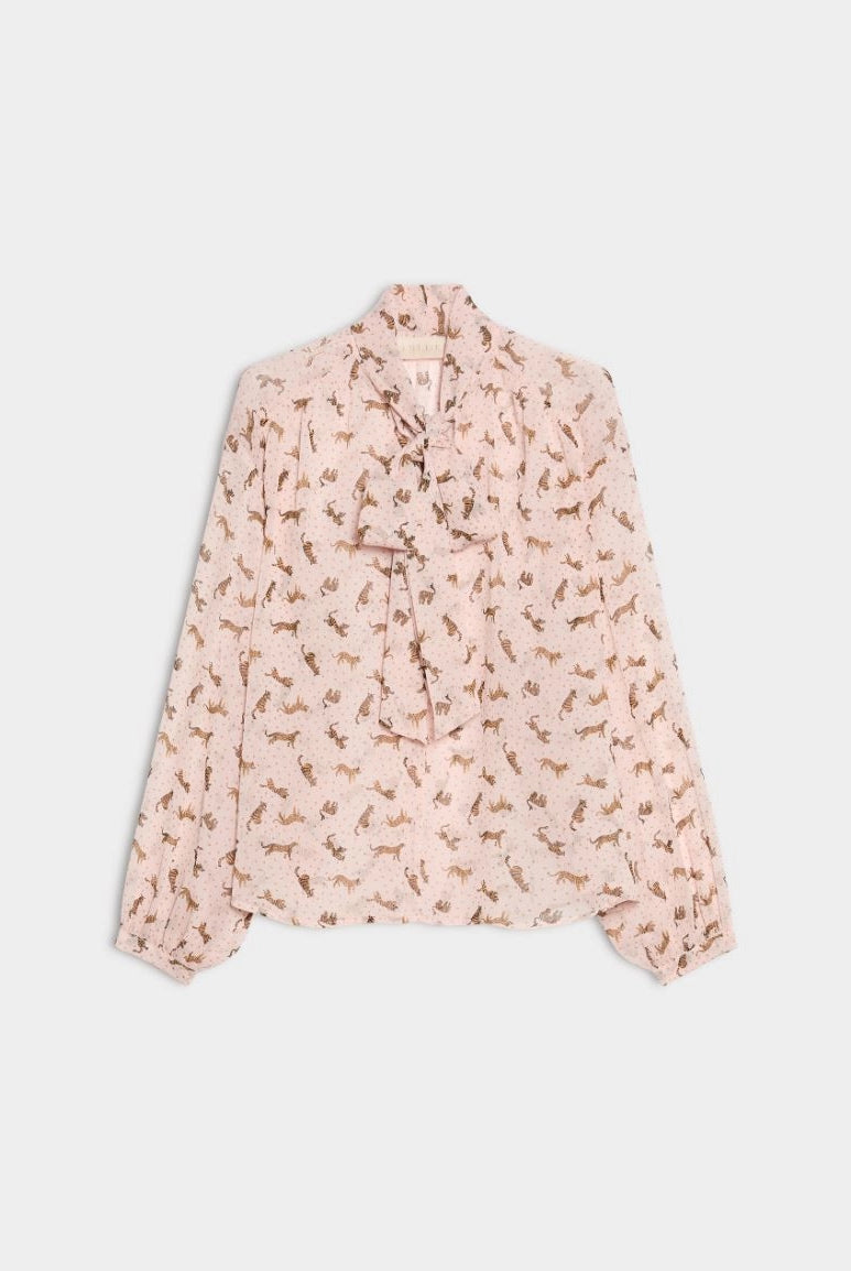 iBlues Iblsecolo pink leopard print long sleeve cuffed sleeve smart blouse product view