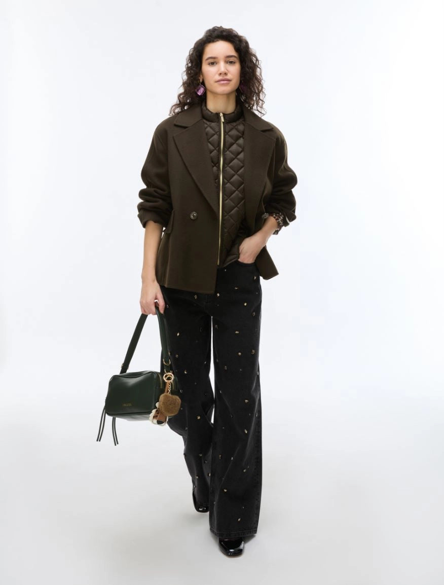 iBlues Iblsoldino relaxed brown blazer styled with black trousers