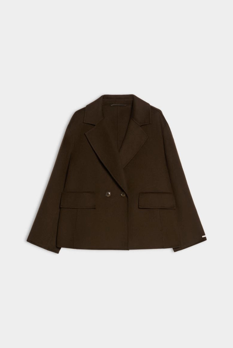 iBlues Iblsoldino chocolate brown double-breasted blazer product view