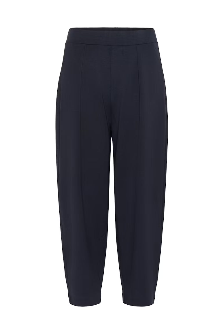 Flat lay front of InWear PannieI navy relaxed fit tapered trousers