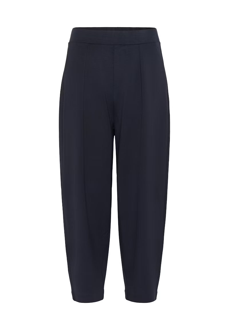 Flat lay front of InWear PannieI navy relaxed fit tapered trousers