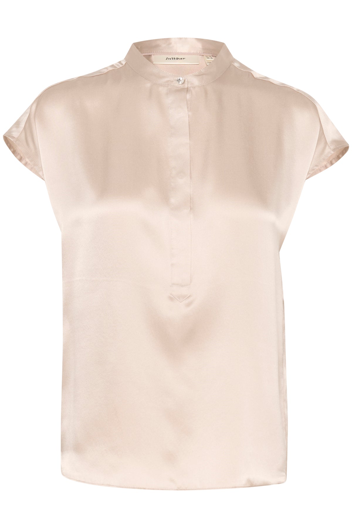InWear Lucienne silk blouse cap sleeve detail in neutral champagne tone