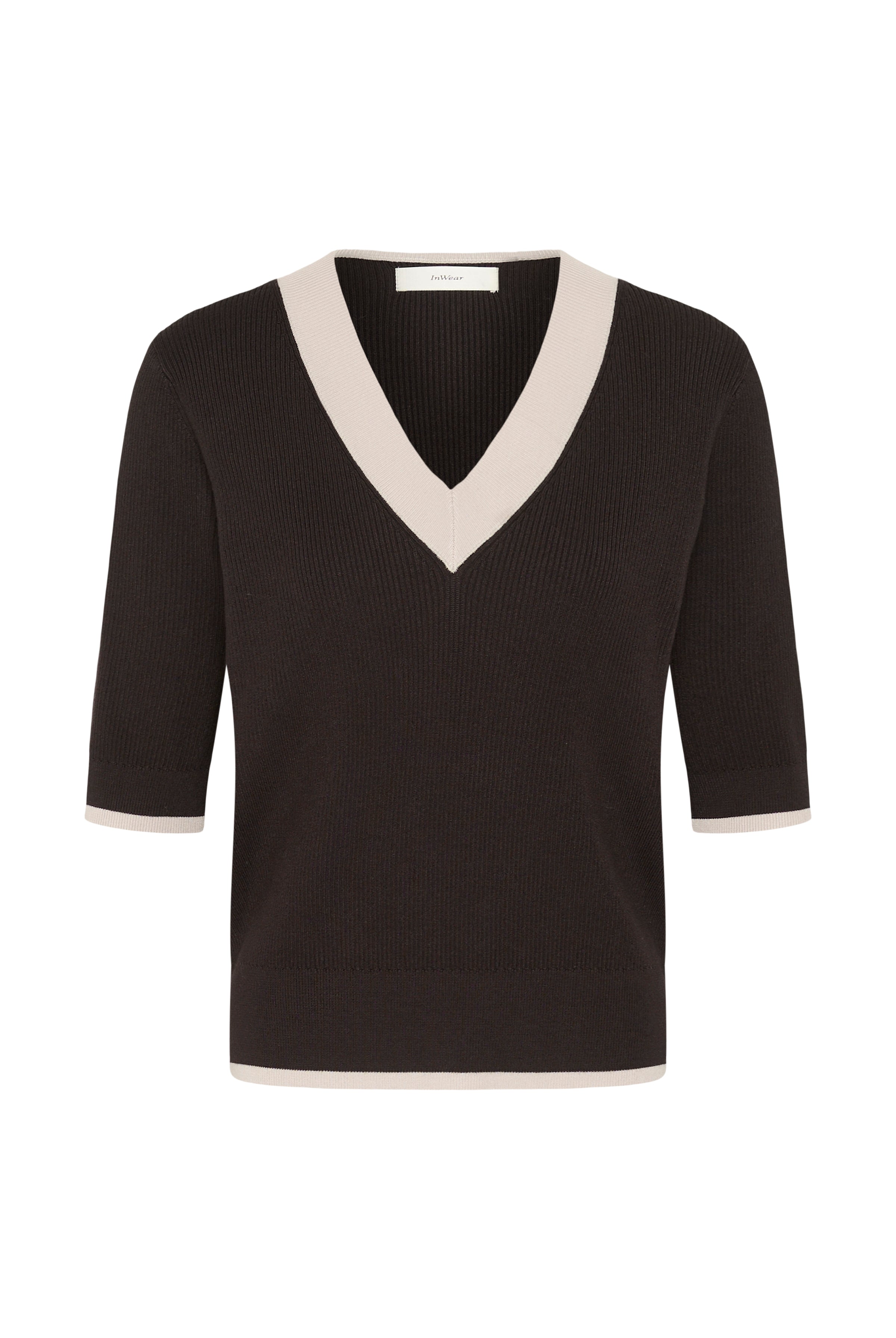 InWear Leenah brown contrast trim knit jumper