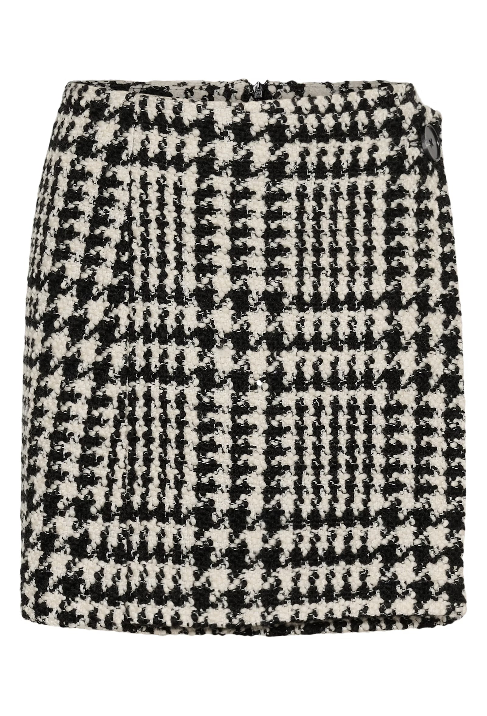 Flat lay of InWear BryaI black and white short women’s tweed skirt