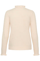 Back view of cream InWear Anaja frill neckline jumper.