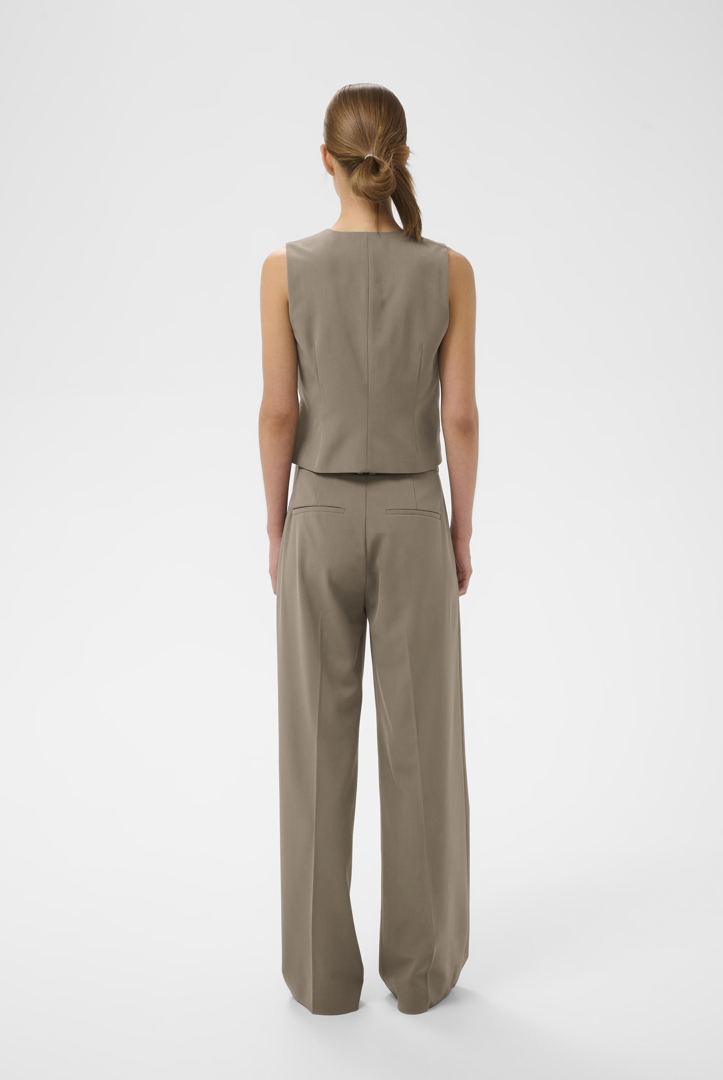 InWear Haisly tailored waistcoat back view in sandy grey