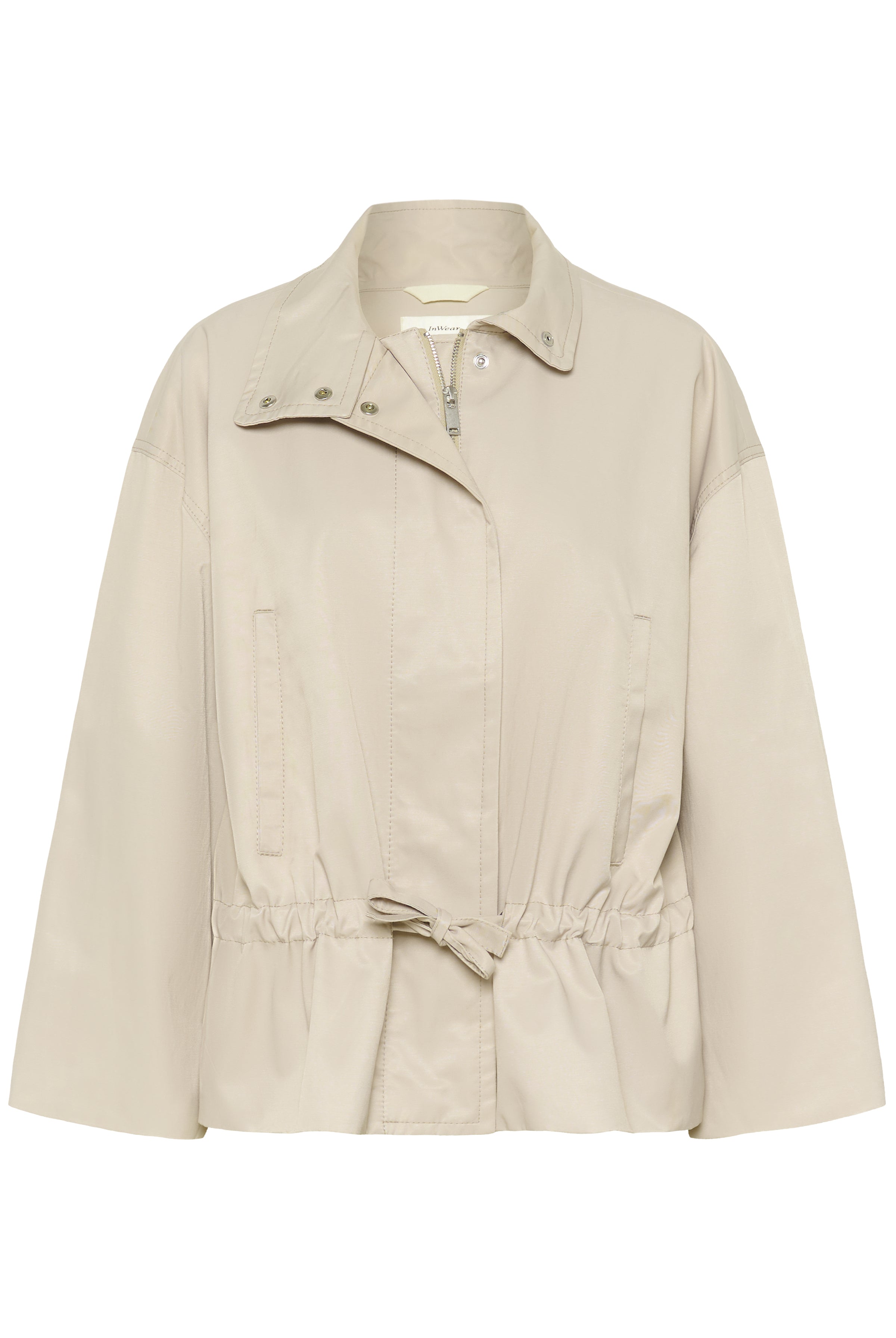 InWear Grace Lynn jacket beige showing snap front and relaxed shape