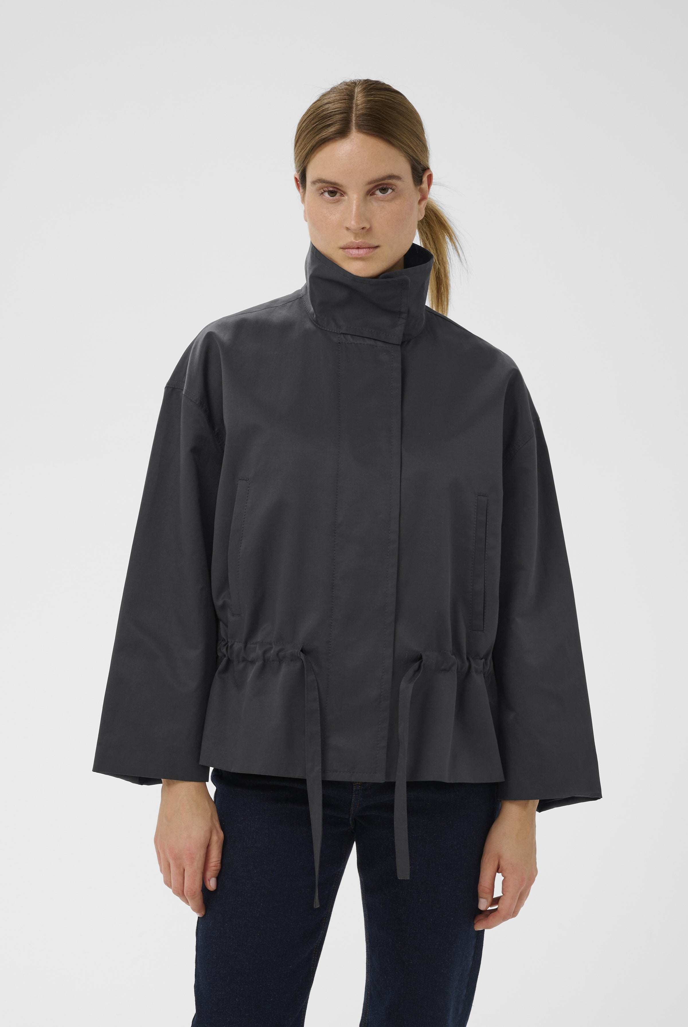 InWear Grace Lynn boxy fit jacket in navy front view