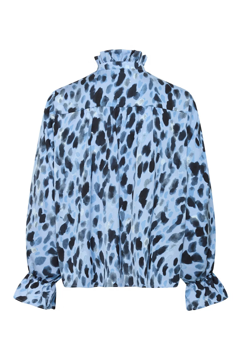 Rear flat lay of InWear Gracie blouse showing painted dot print all over