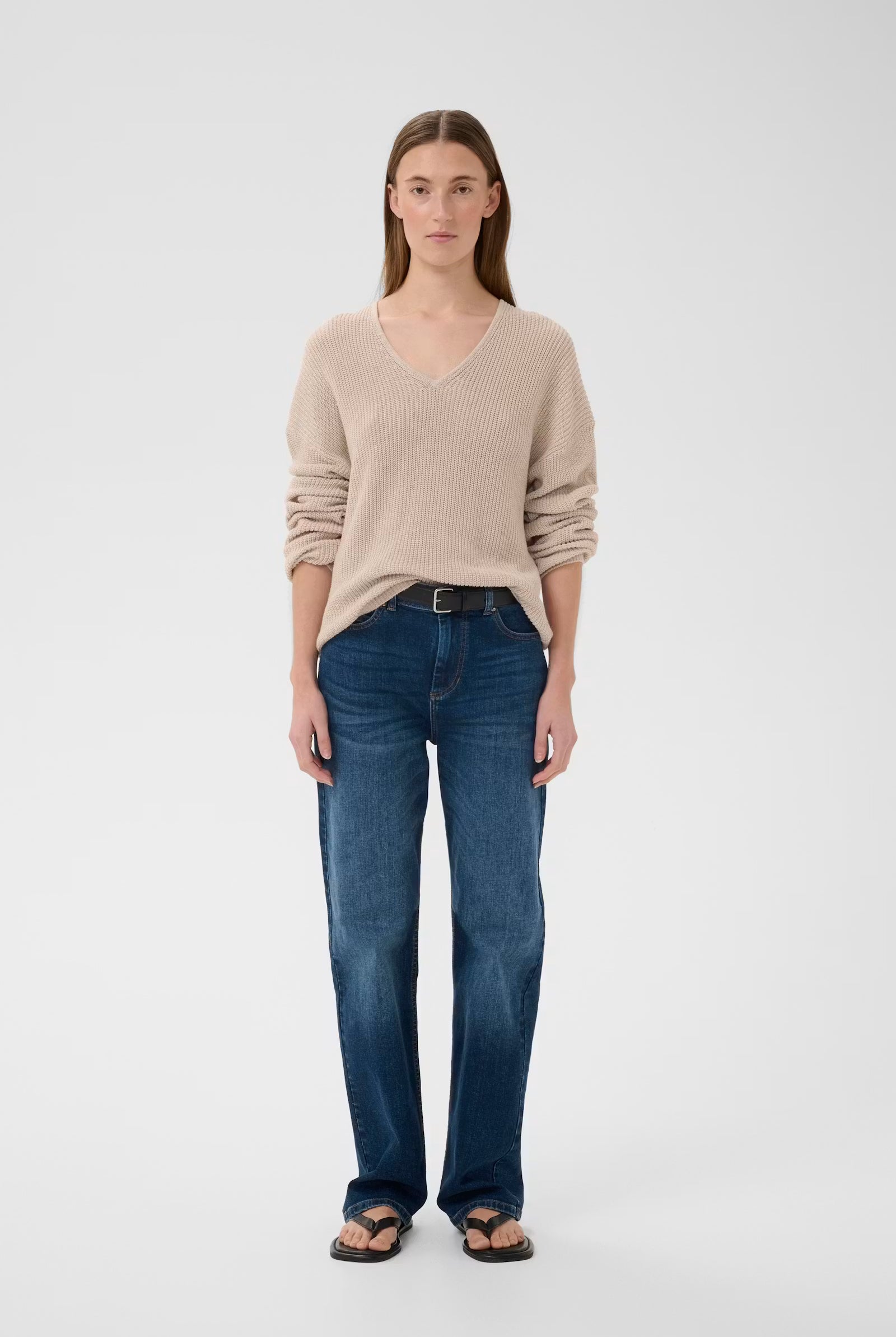 InWear Darlina dark blue straight leg jeans front detail