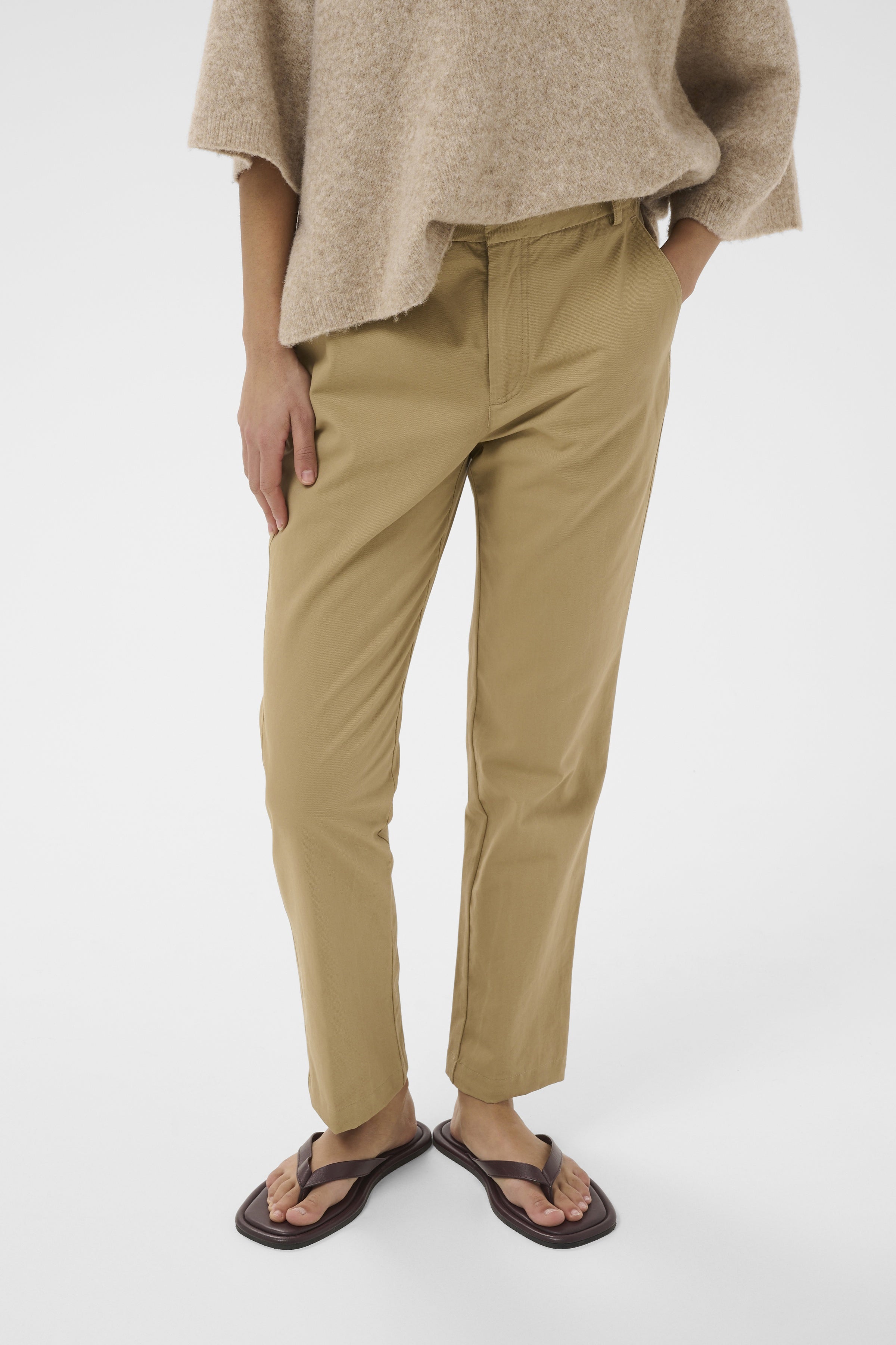 InWear Diz Nolona sand straight leg trousers full length