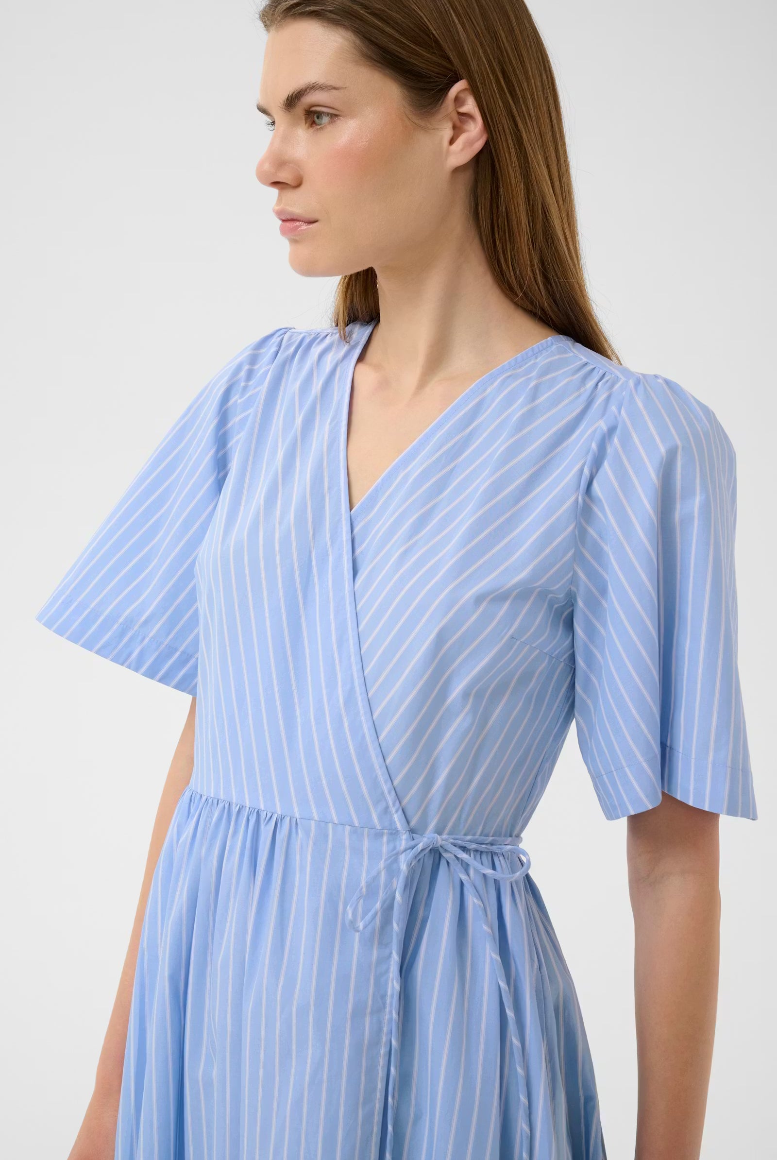 InWear Raelynn striped dress wrap neckline detail