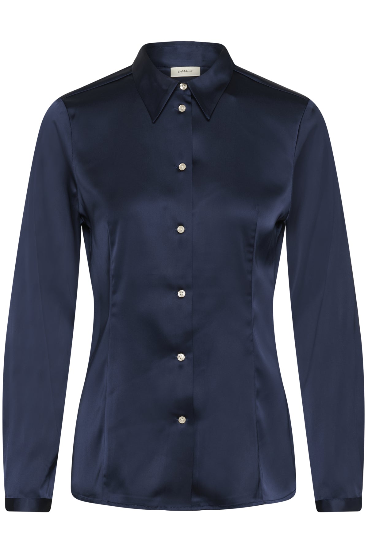 InWear Lake navy satin shirt long sleeve detail