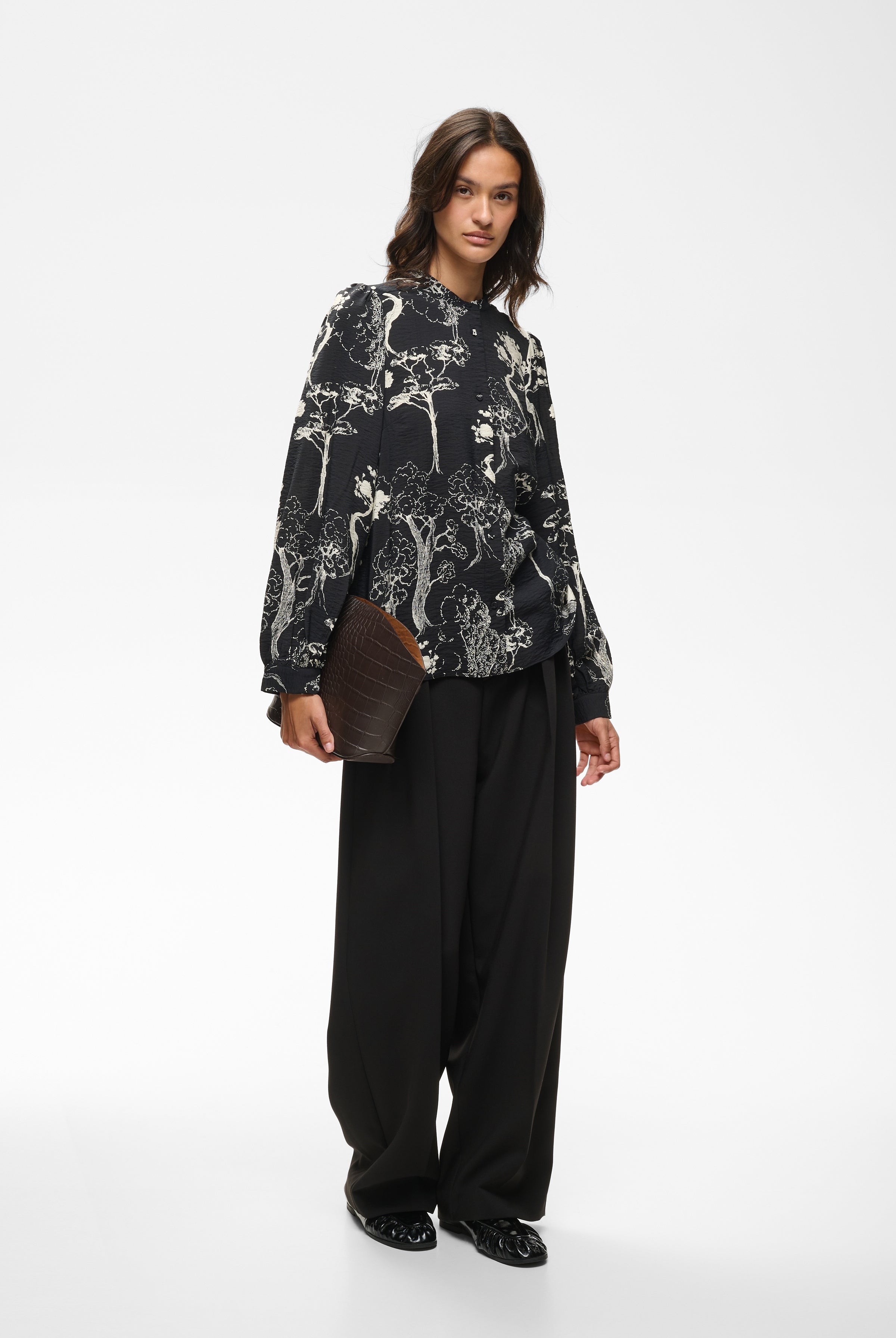 InWear Makenna black abstract print blouse side view