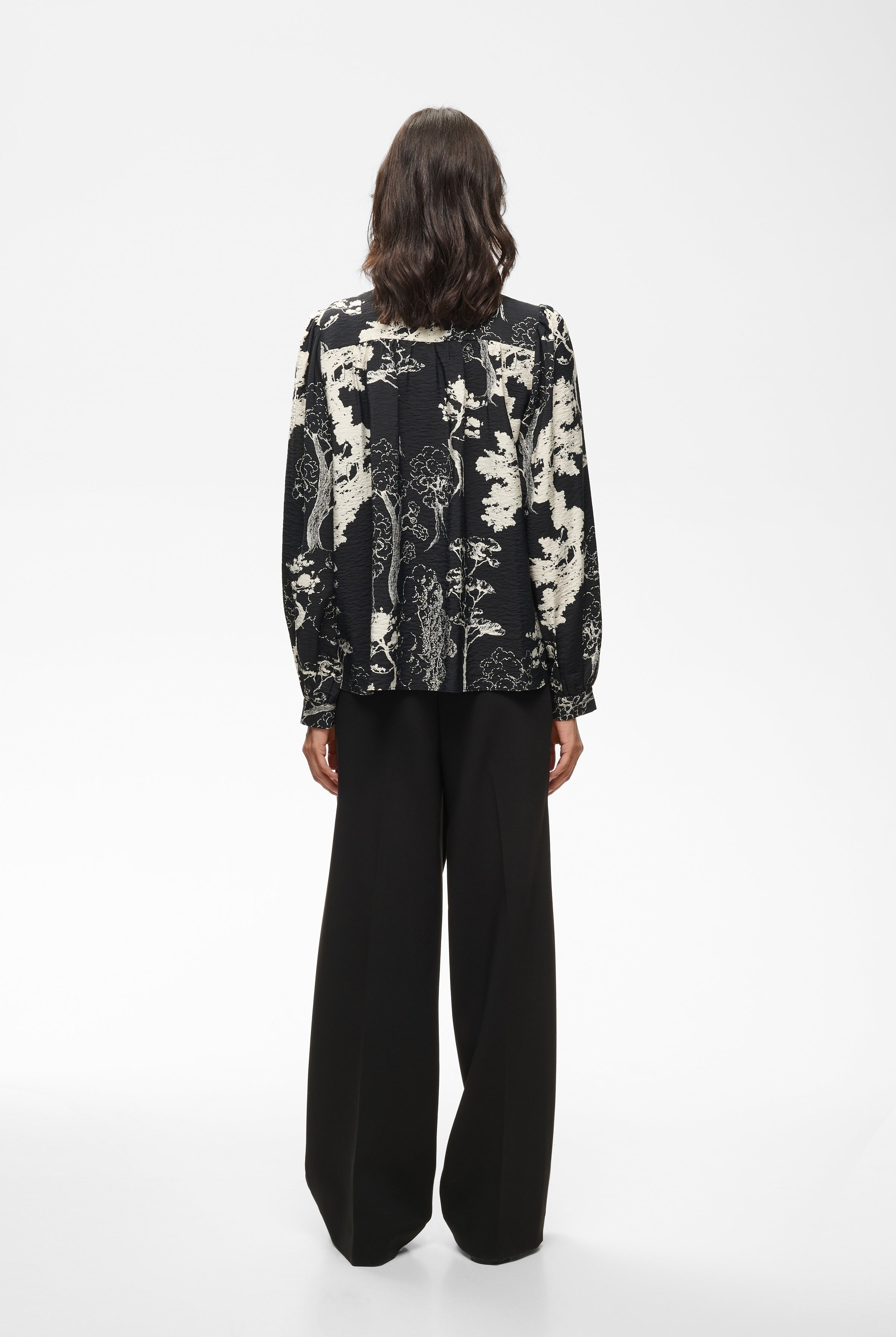 InWear Makenna black abstract print blouse back view
