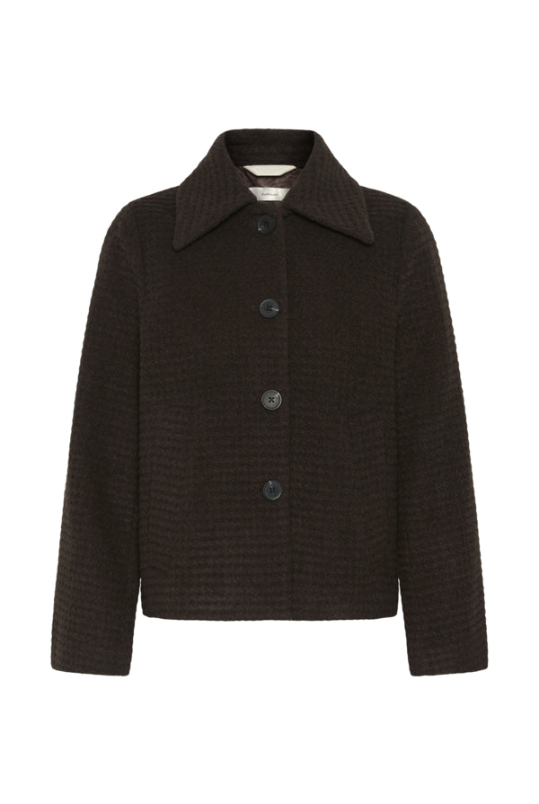 InWear Hendrix brown collared button jacket front product view