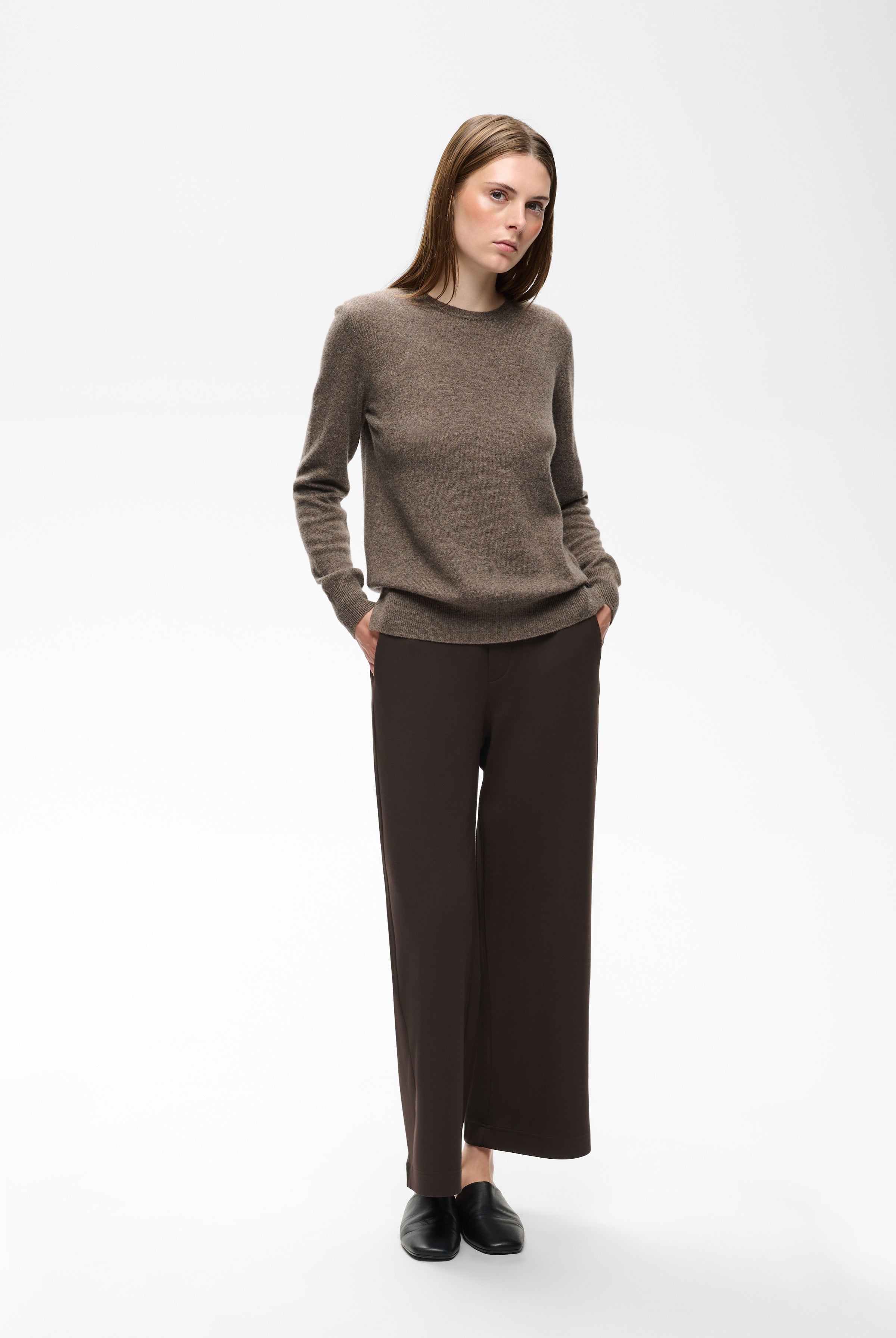 Women’s InWear Gincette brown wide leg trousers front view