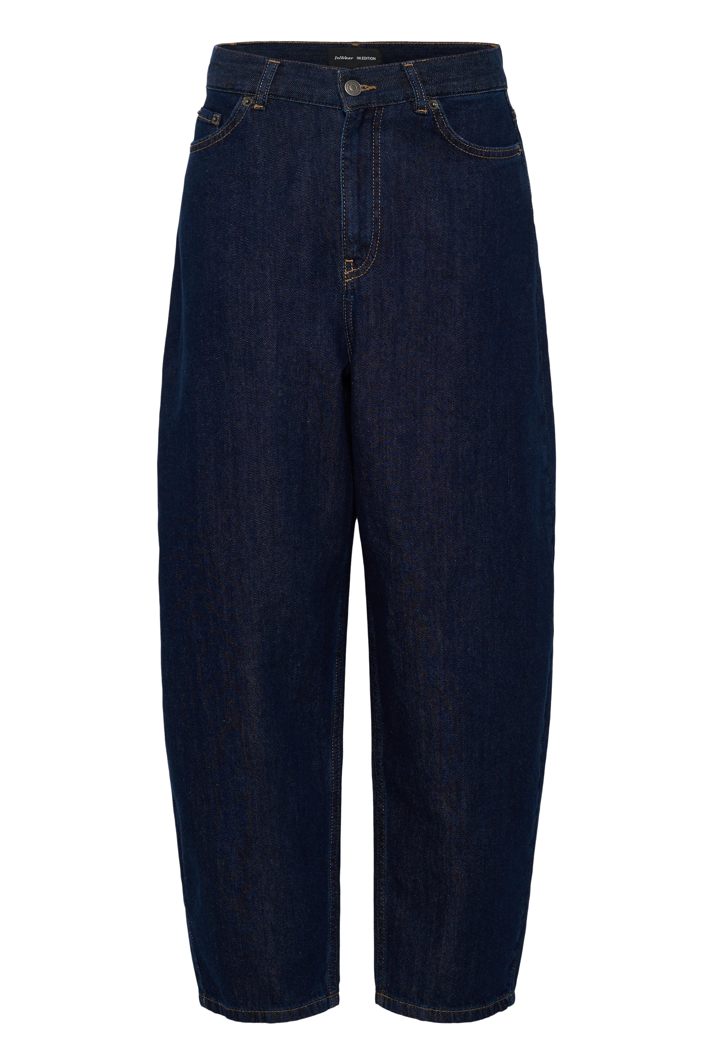 InWear Harfina dark wash barrel leg jeans front view