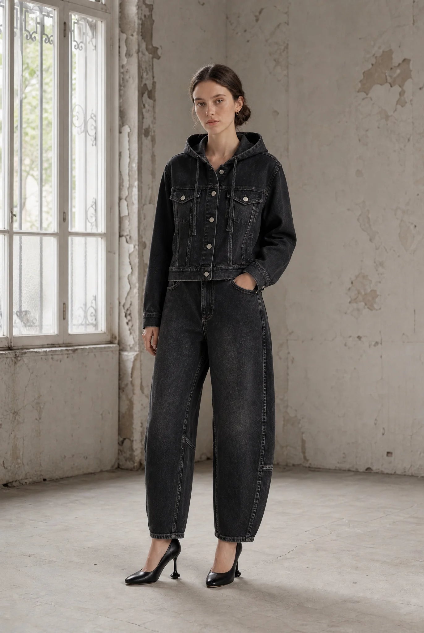 MJane Lushka Jessie relaxed fit cropped hooded denim jacket