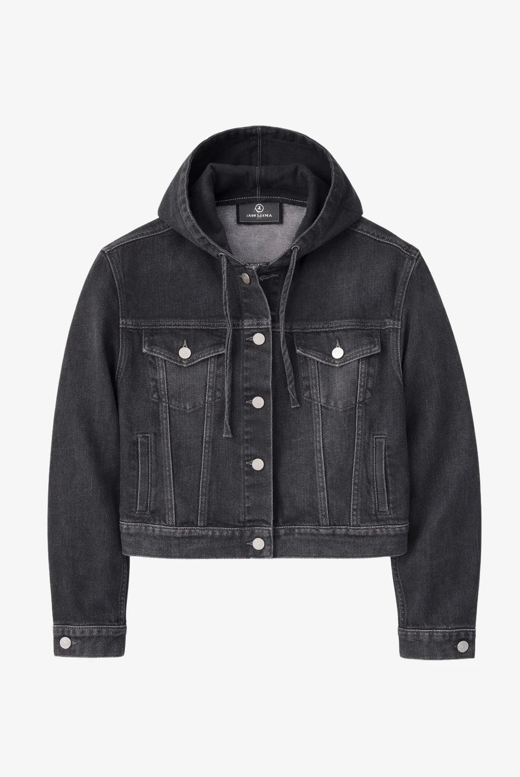 Jane Lushka Jessie black hooded denim jacket product view