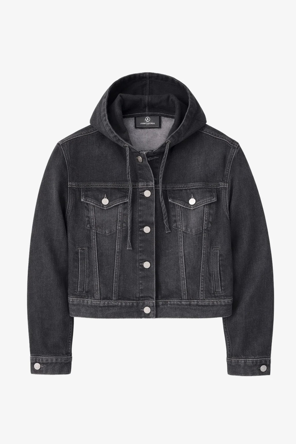 Jane Lushka Jessie black hooded denim jacket product view