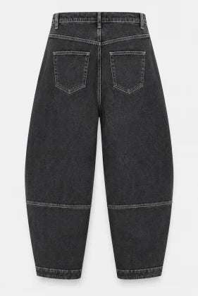 Jane Lushka Nevada black barrel leg jeans back view