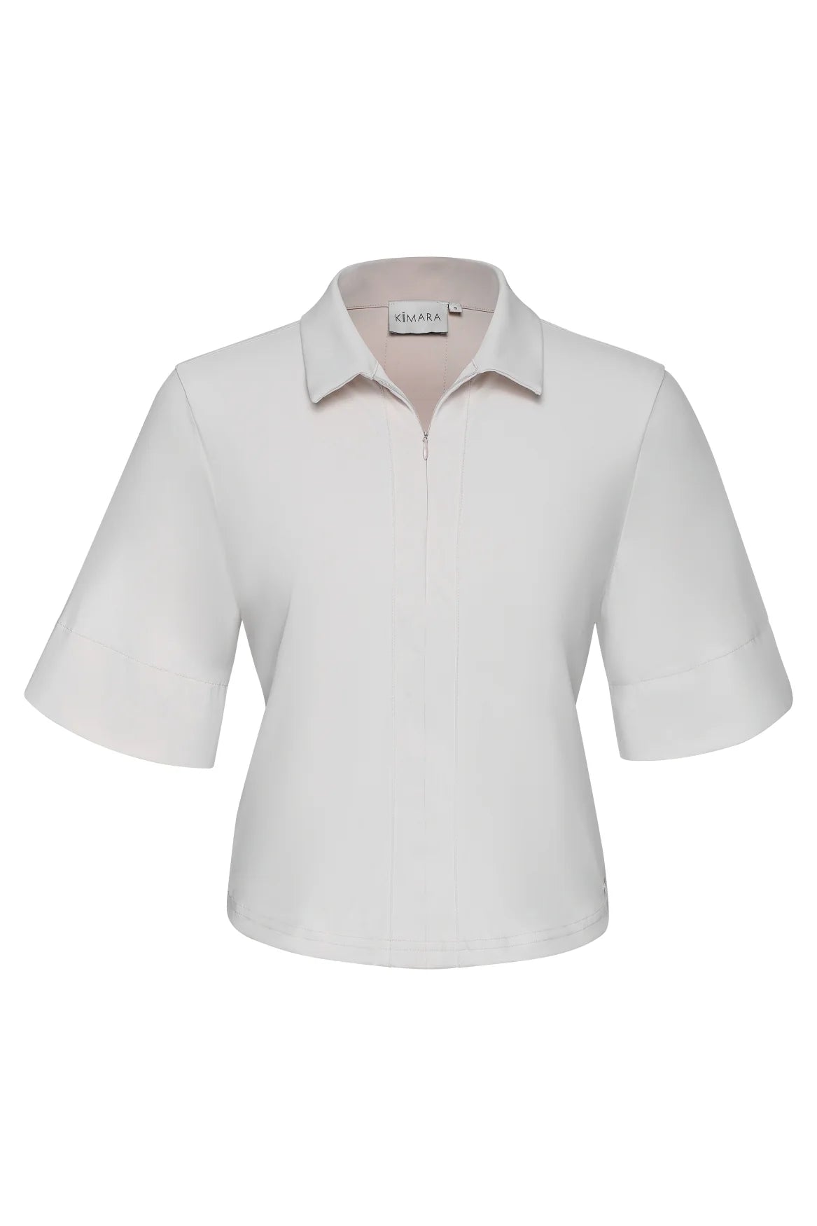 Kimara Maggie jersey top collar detail zip neckline front