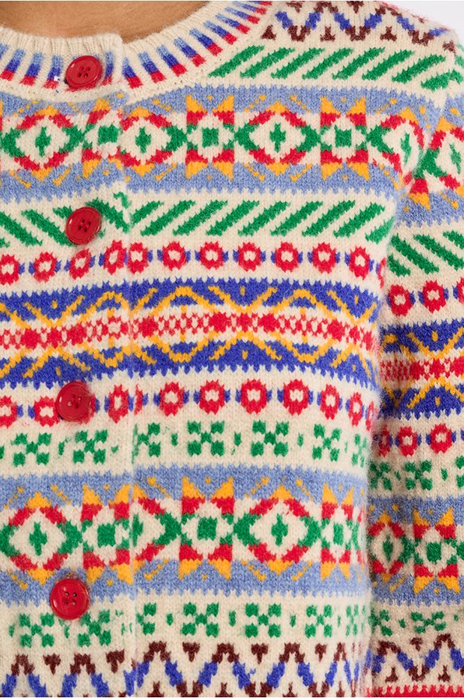 Lili Sidonio multicolour patterned cardigan knit detail close-up