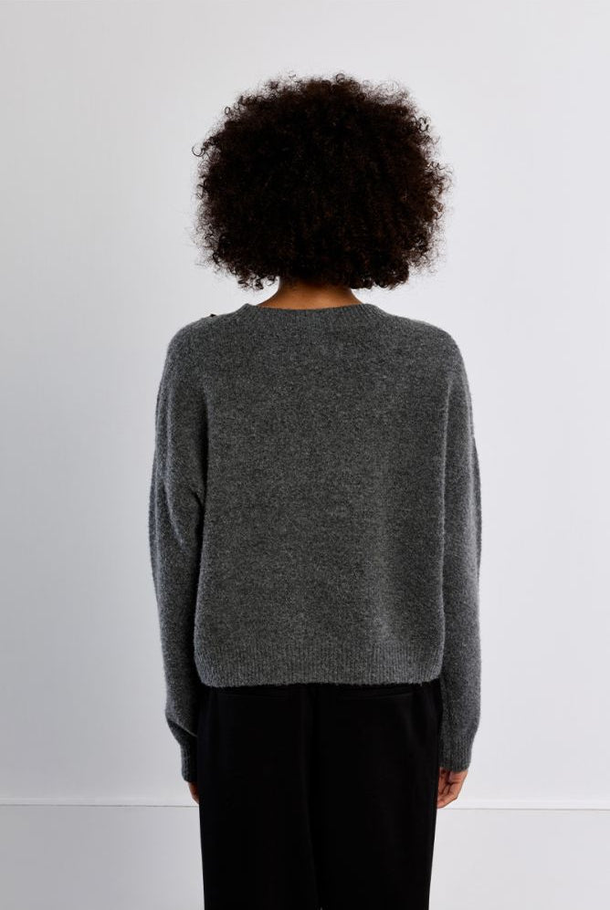 Lili Sidonio grey studded knit jumper back view