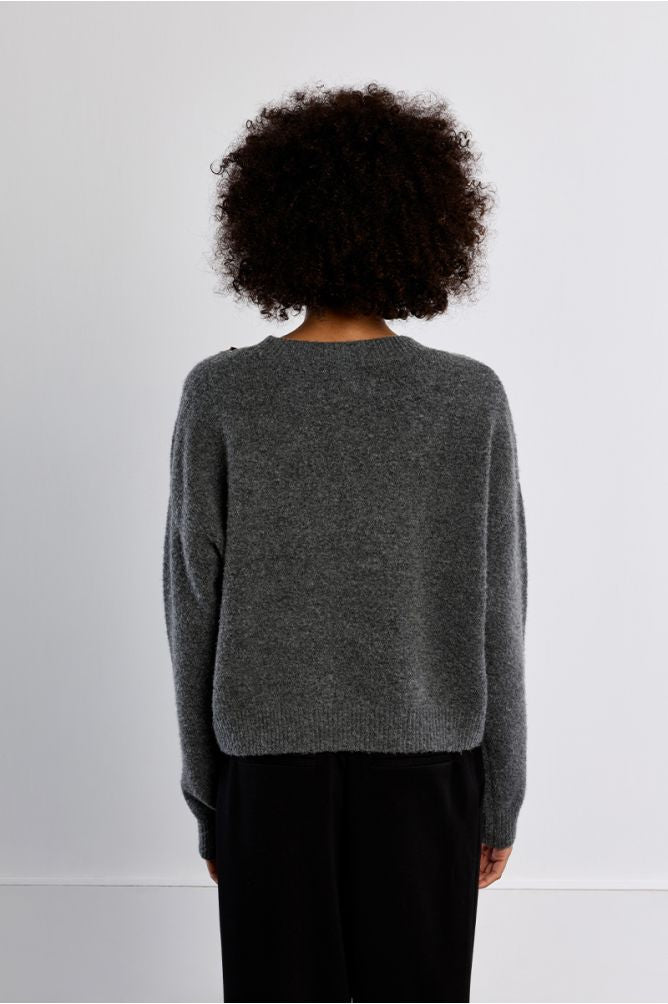 Lili Sidonio grey studded knit jumper back view