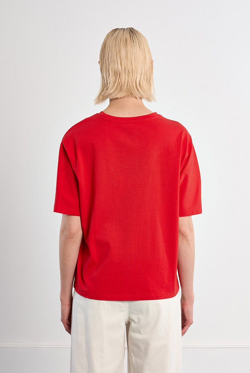 Lili Sidonio red oversized palm tree T-shirt back view