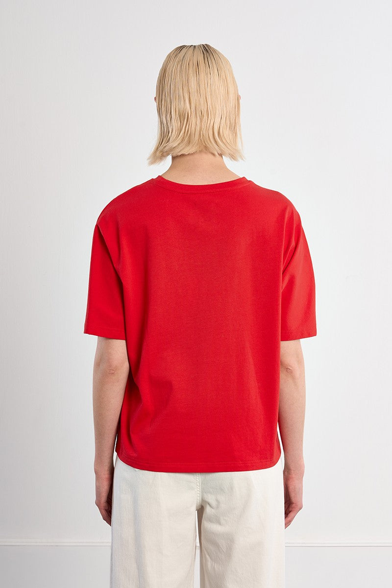 Lili Sidonio red oversized palm tree T-shirt back view