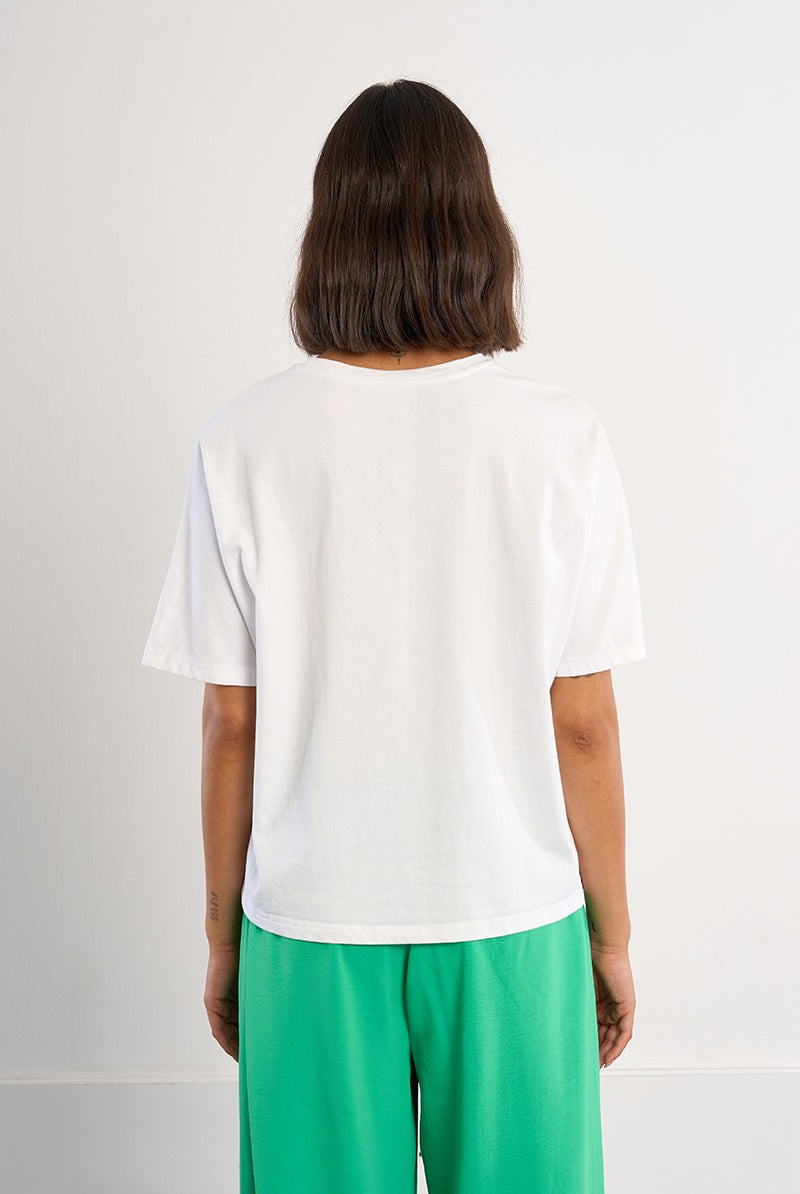 Lili Sidonio white oversized palm tree T-shirt back view