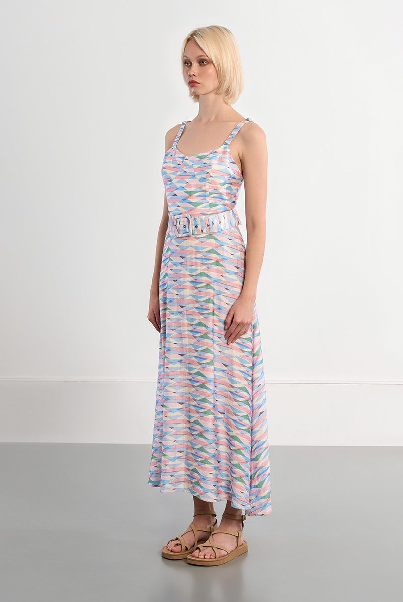 Lili Sidonio geometric print maxi dress side view