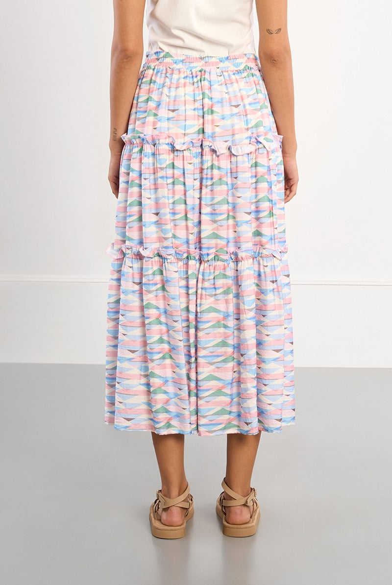 Lili Sidonio geometric print maxi skirt back view