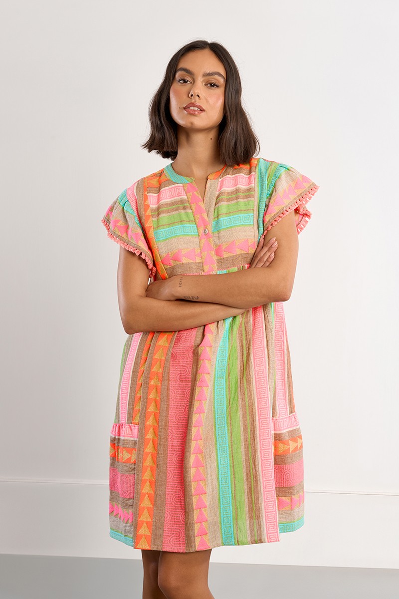 Lili Sidonio multicolour summer dress relaxed fit front styling
