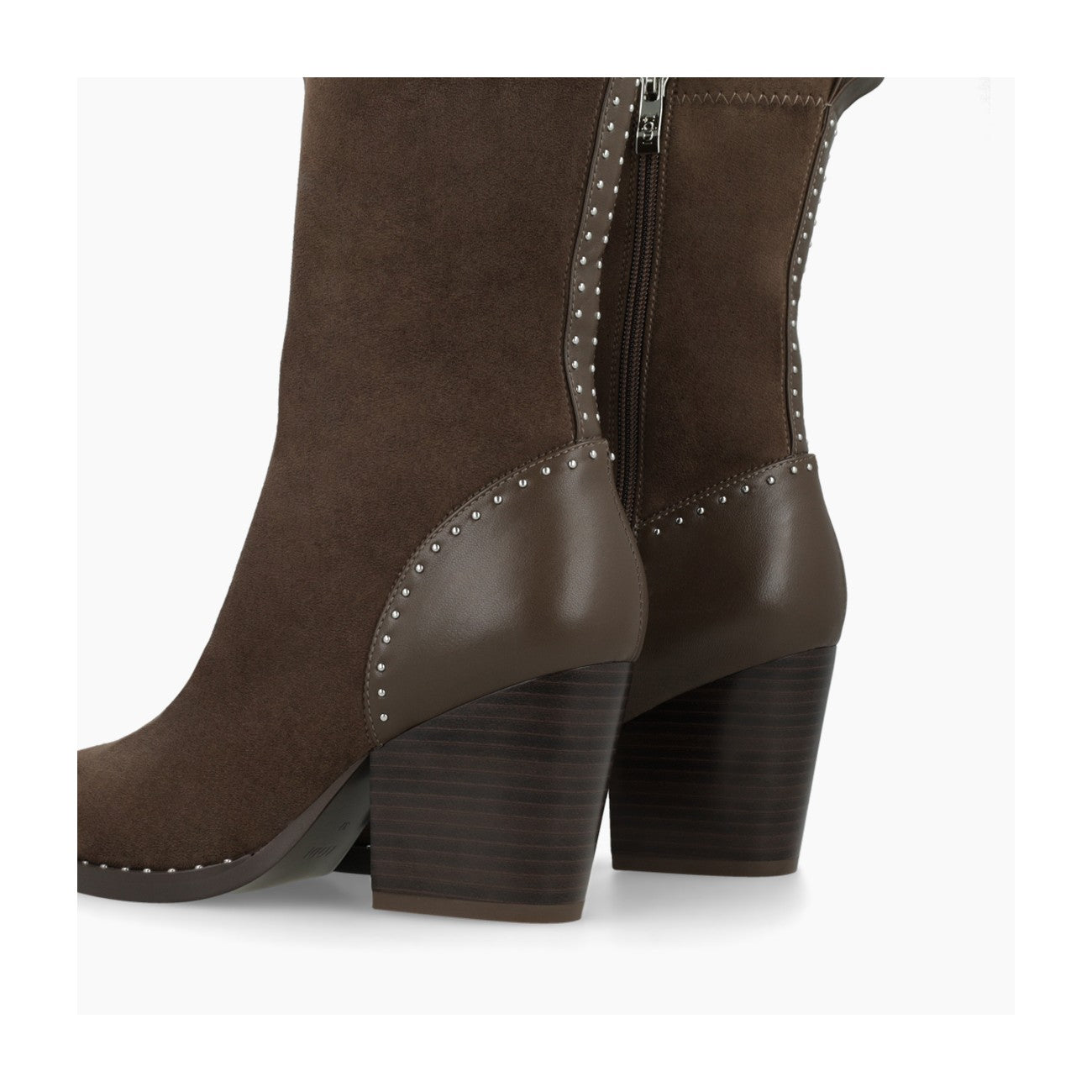 Lodi Cei brown suede cowboy ankle boot — back m profile with stud details