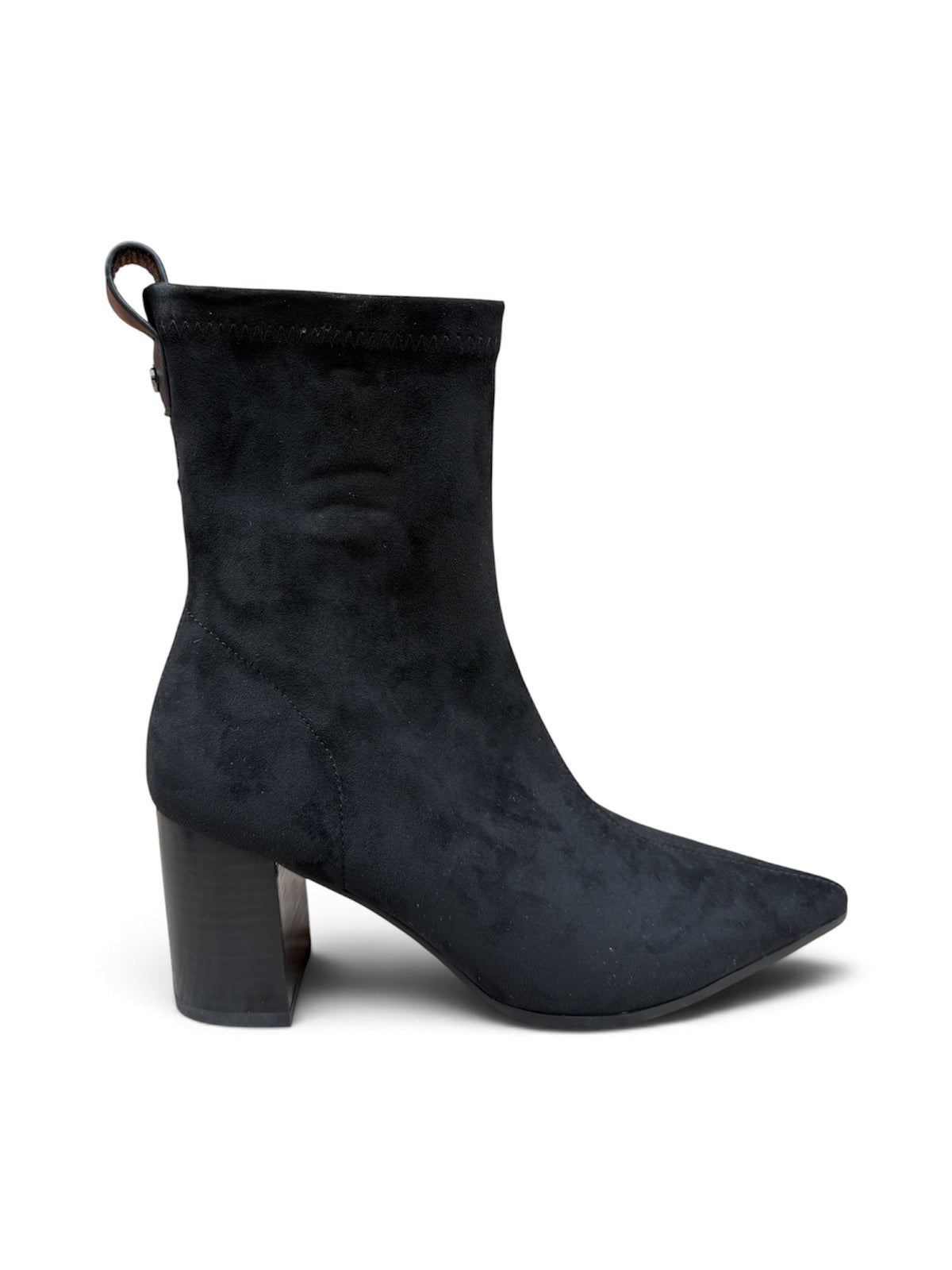 Lodi Ginebra black suede sock ankle boot – side view