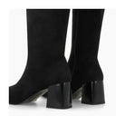 Lodi Halbor black suede boots, back view with small block heel